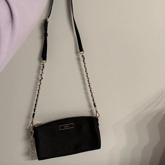 euc DKNY Small Purse - Long Chain, Black with Gold hardware - Picture 3 of 10